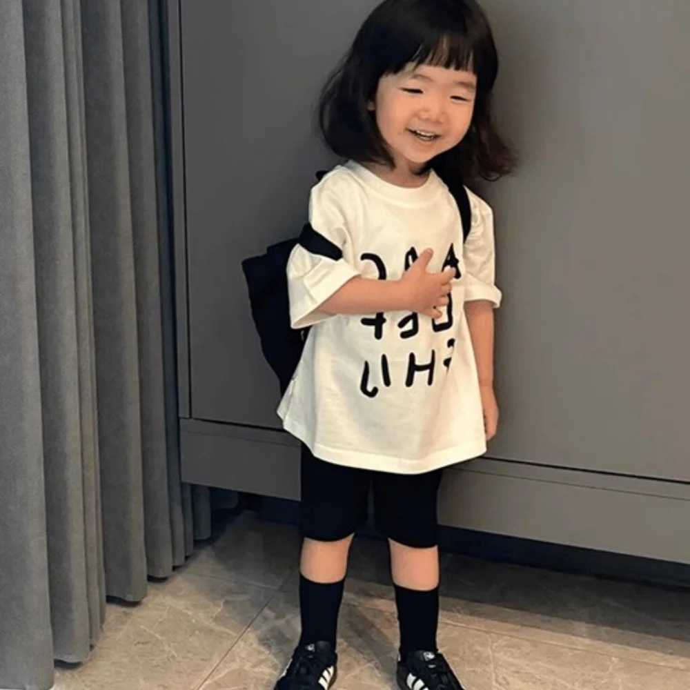 Summer pure cotton short-sleeved baby girl fashionable letter printing half-sleeved T-shirt for boys and girls T250603