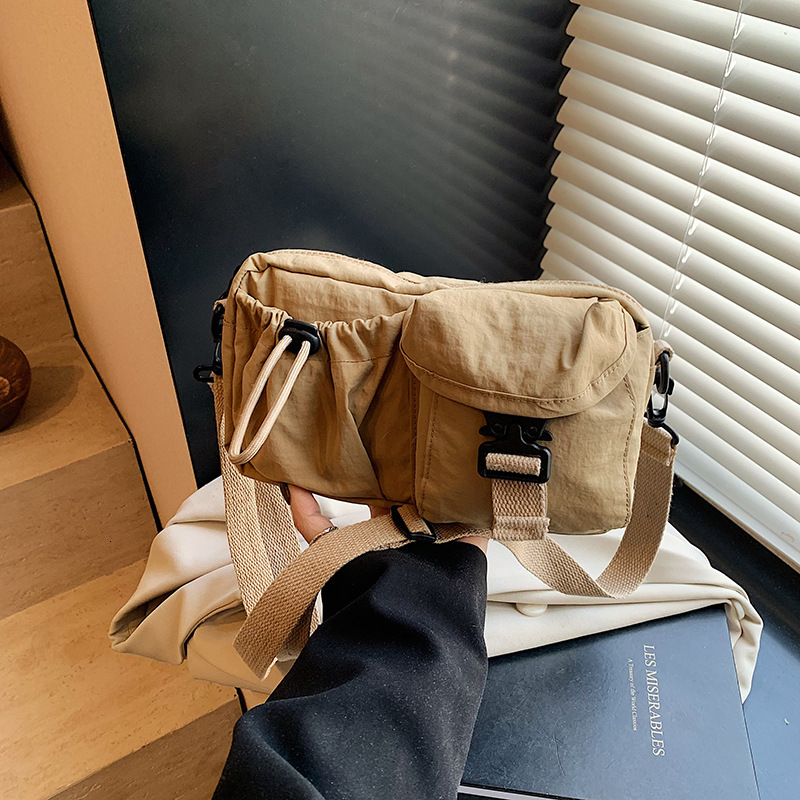 Water-Resistant Nylon for Women 2025 New Color-Block Textured Shoulder Crossbody Small Travel Bag