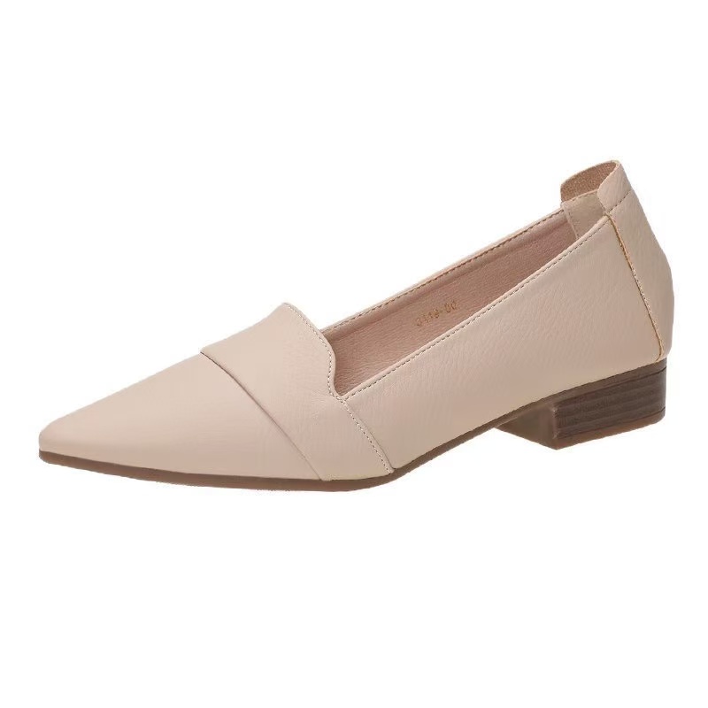 Size JOZHAMTA 34-40 Women Pumps Real Leather Sexy Solid Thick Heels Shoes For Woman Casual Loafers Office Lady Daily Footwear da04