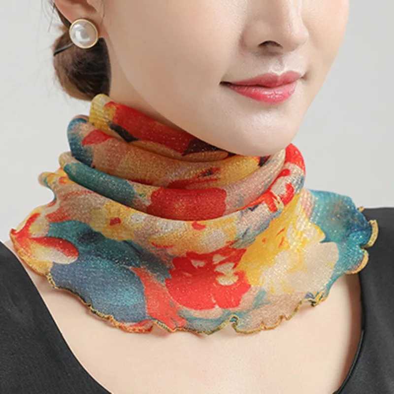 Spring Summer Chiffon Neck Collar Scarf Women Head Thin Sunscreen Variety Small Silk Anti-UV Scarf Mask Multi-Function Scarf W250602