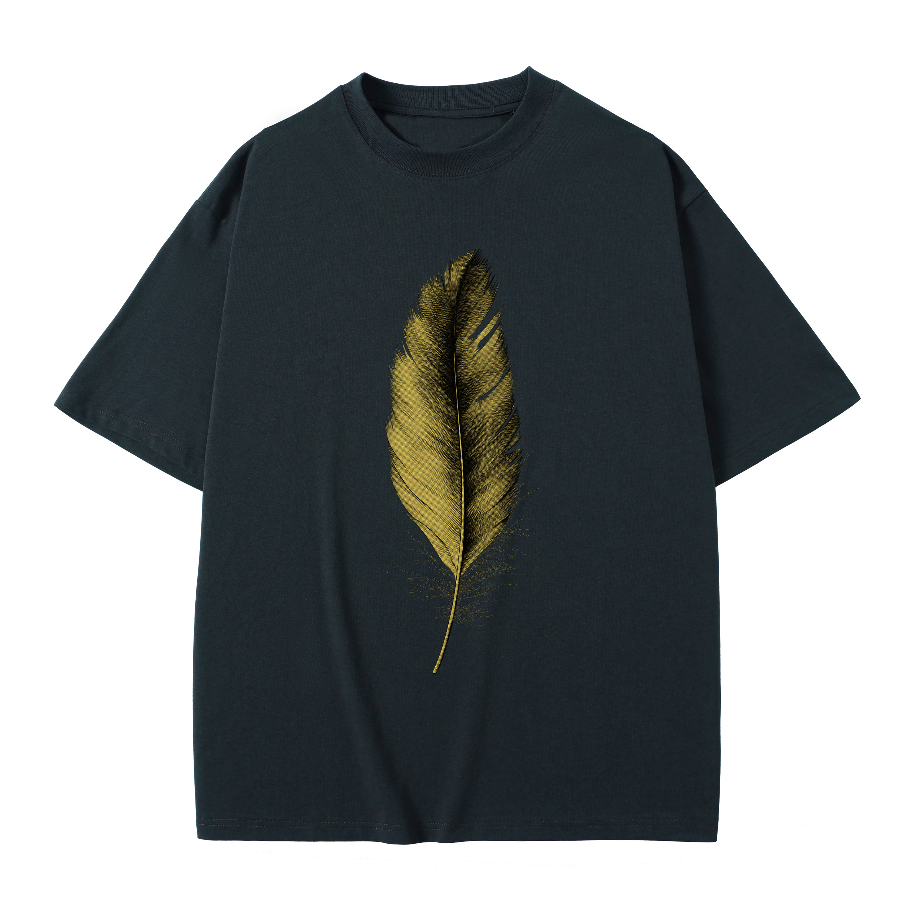 T-shirt men's top designer cotton T-shirt Golden Feather short sleeved clothing high-quality fashionable T-shirt BROADTRUE