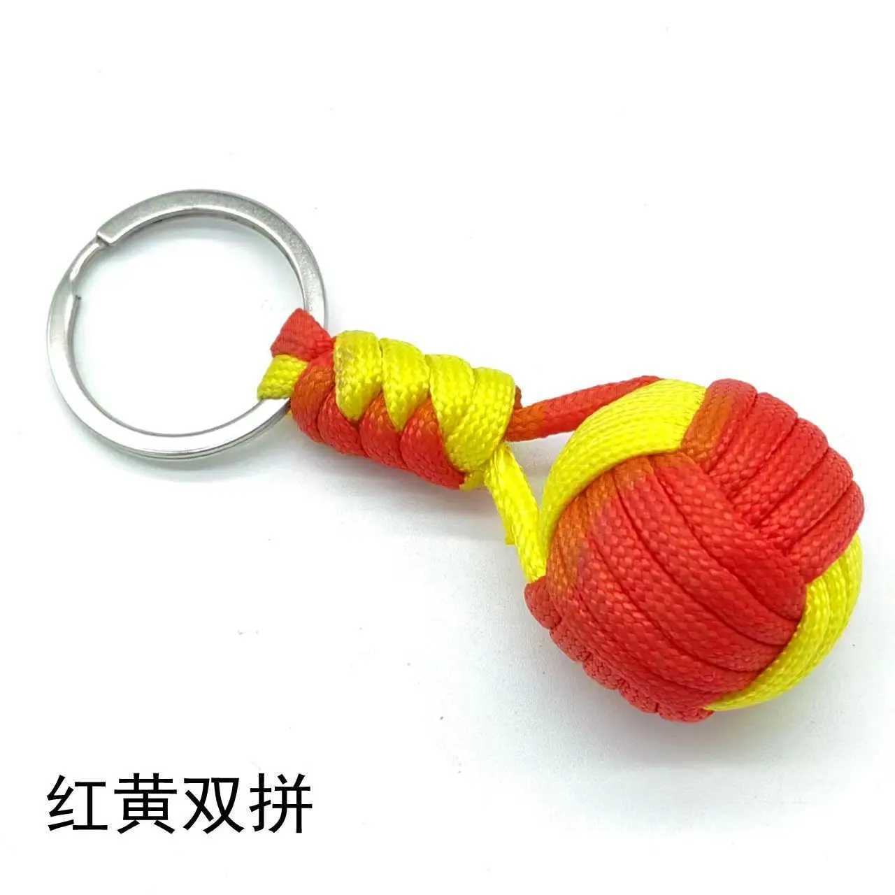 Military Parachute Woven Rope Ball Keychain Lanyard Key Ring Monkey Fist Key Chains Outdoor Survival Tool Jewelry XJ250602
