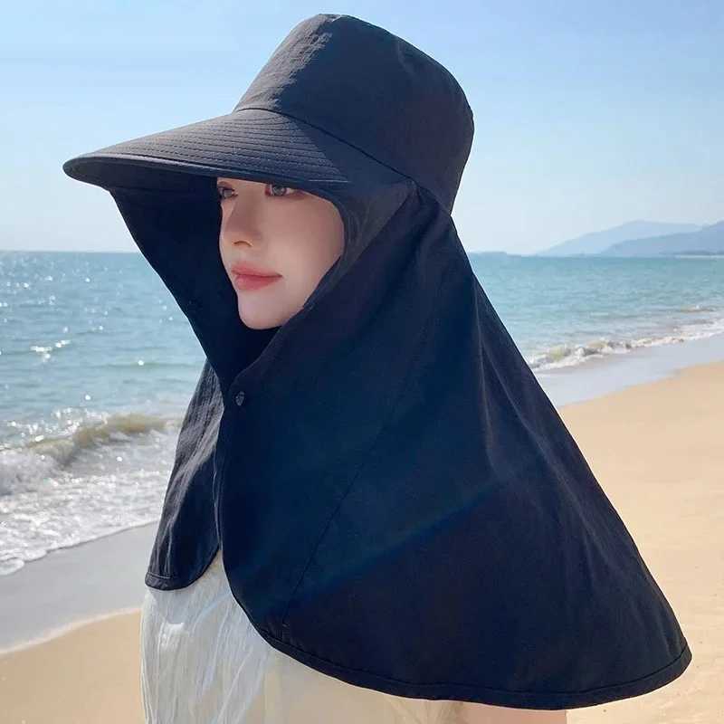 Summer for Women Outdoor UV Anti Neck Protection Sun Visors for Fishing Hiking Big Brim Shawl Sunscreen Fisherman Cap W250602