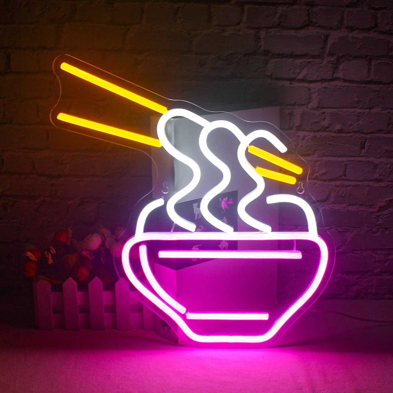 Ramen Neon Sign Wall Ramen Noodle Light Up Signs Restaurant Home Bar Kitchen Dining Room Cafe Cool Neon Custom Shop Decor XJ250602