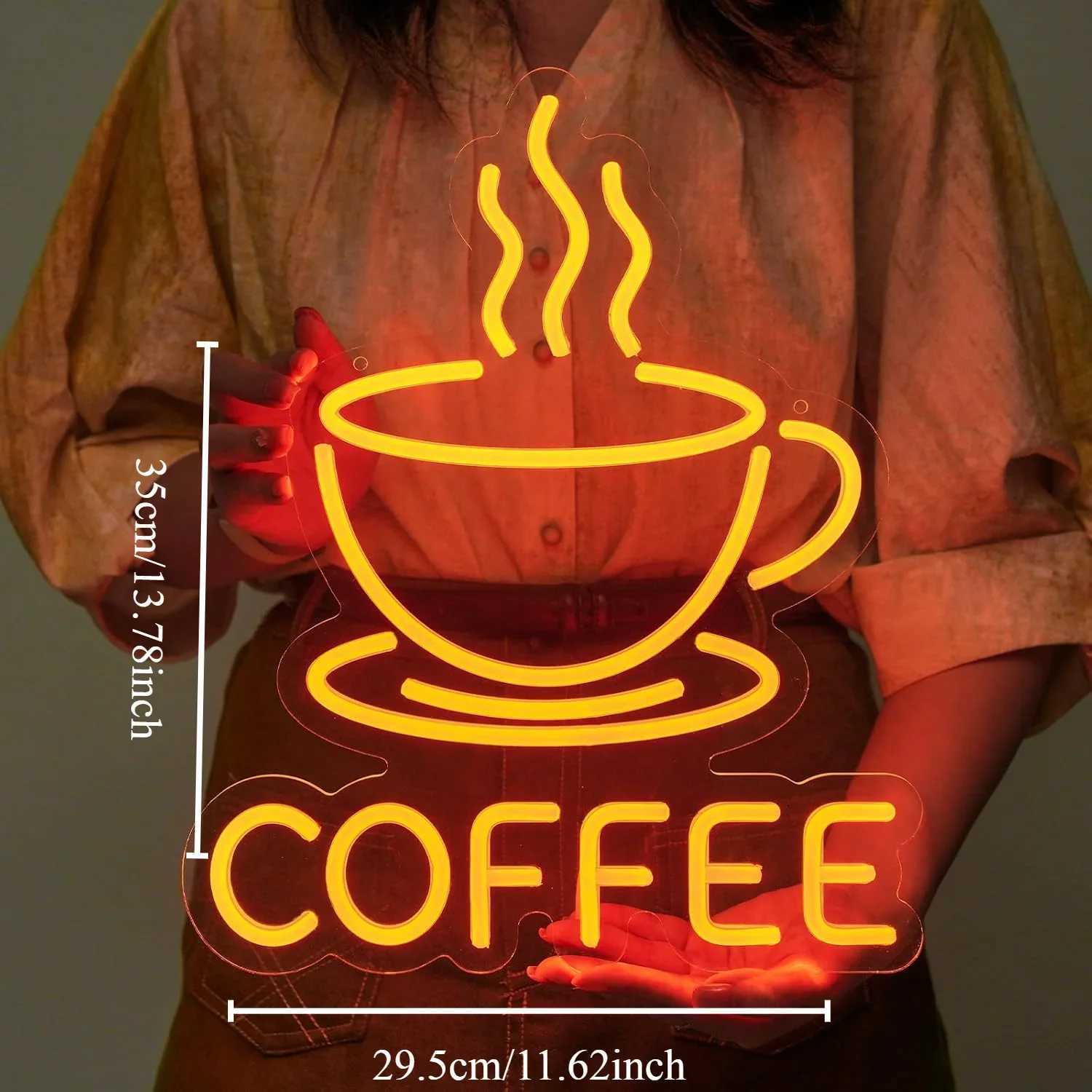 Coffee Neon Sign LED Neon Light Sign USB Powered Adjustable Brightness Night Light Station Decor Coffee Lovers Birthday Gift XJ250602