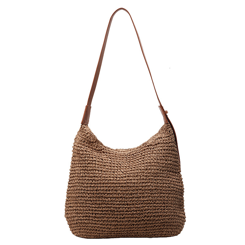 designer Lazy Style Woven Bag for Women 2024 New Forest Series Large Capacity Straw Bag Korean Version Simple Shoulder Beach Bucket Bag