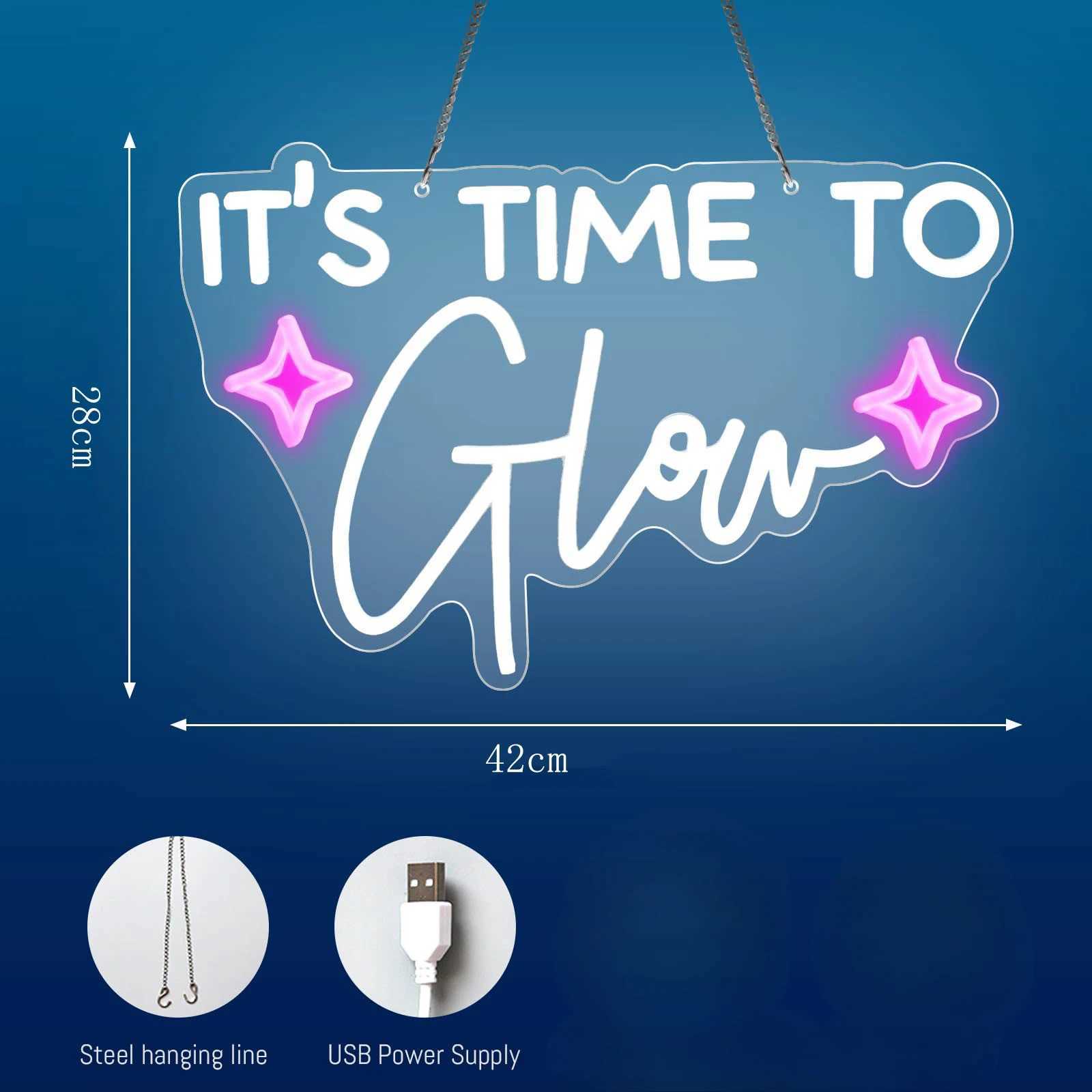 Its Time To Glow Neon Sign USB Dimmable Neon Light for Beauty Room Hair Salon Drink Bar Nails Wax Lash Beauty Decoration Wall XJ250602