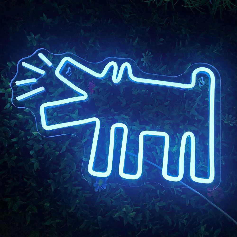 Cute Dog Neon Signs For Wall Decor USB Powered Anime LED Lights For Pet Shop Birthday Party Bar Bedroom Decoration Acrylic LampXJ250602