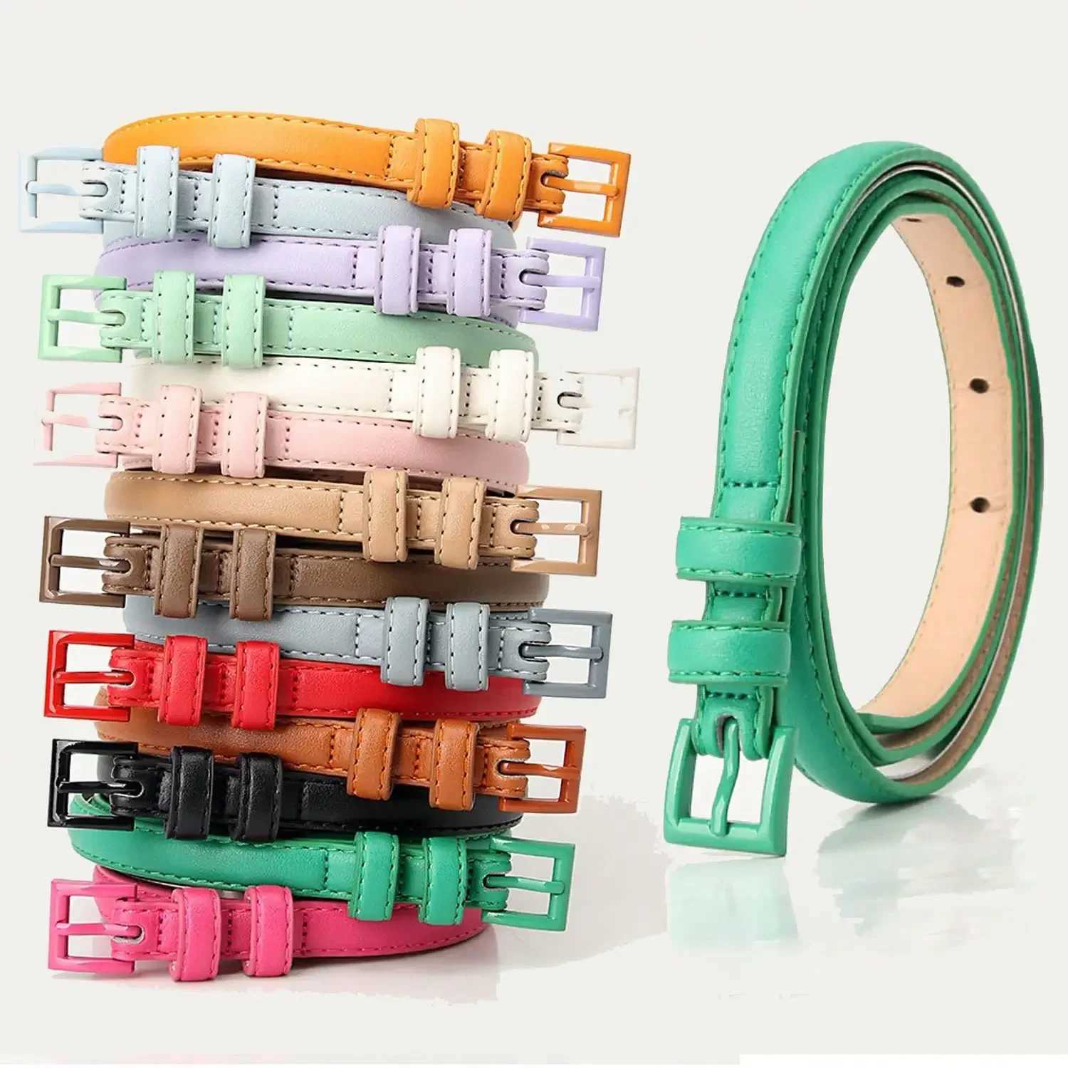 1 piece Belt Ladies Fashion Simple Belt PU Leather Belts Decorative Skinny Black with Jeans Belt Suitable for Daily Wear and UseXJ250602