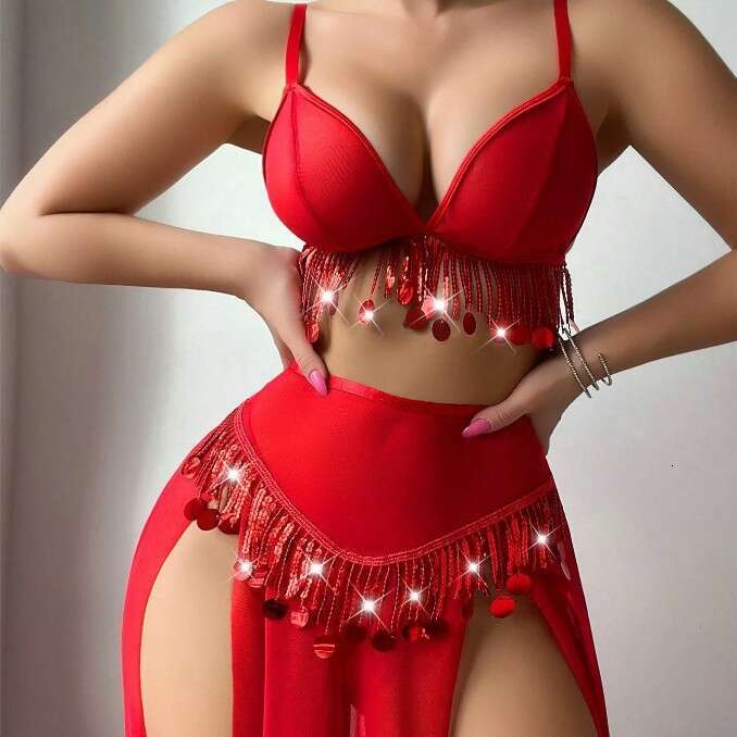 Spell Lingerie Porn Suits New Hollow Metal Chain Red Sexy Lingerie Set For Women Sexy Lingerie