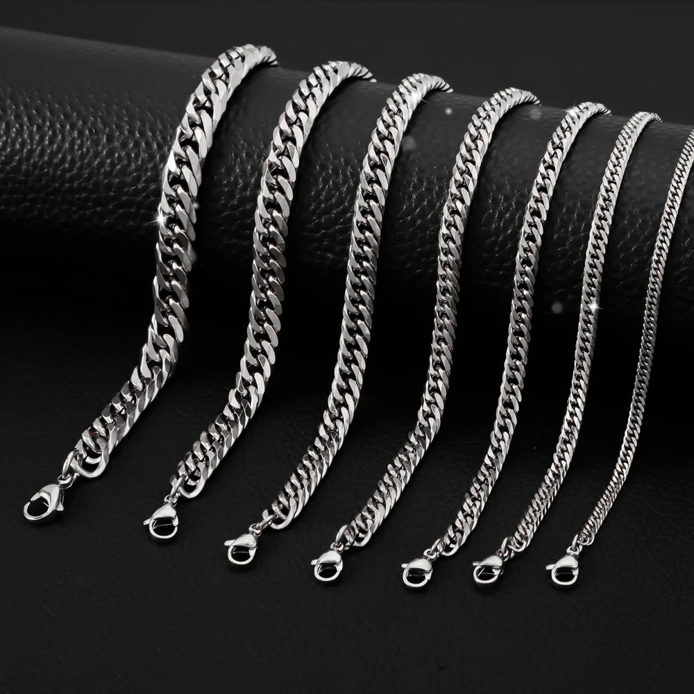 HONGTONG Chunky Miami Curb Chain Bracelet for Men Stainless Steel Cuban Link Chain Wristband Classic Punk Heavy Male Jewelry 250528