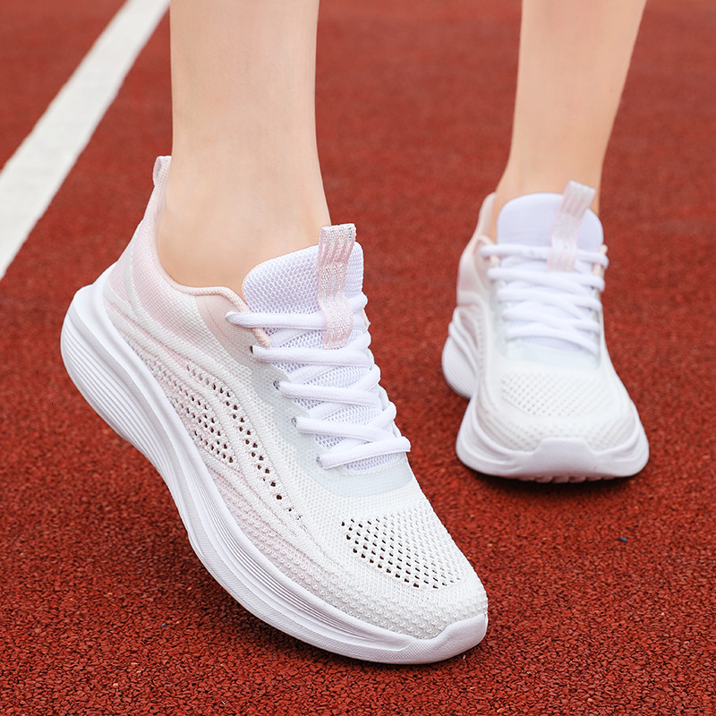 Summer New Versatile Soft Sole Casual Shoes Women S Flyknit Casual Shoes Single Mesh Breathable Lightweight Running Sneakers Ddmysaturn