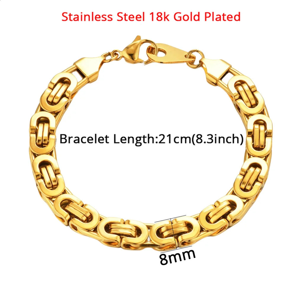 Mens 316L Stainless Steel Male Bracelet Wholesale Braslet Gold Silver Color Braclet Chunky Cuban Chain Link Bracelet For Man 250530