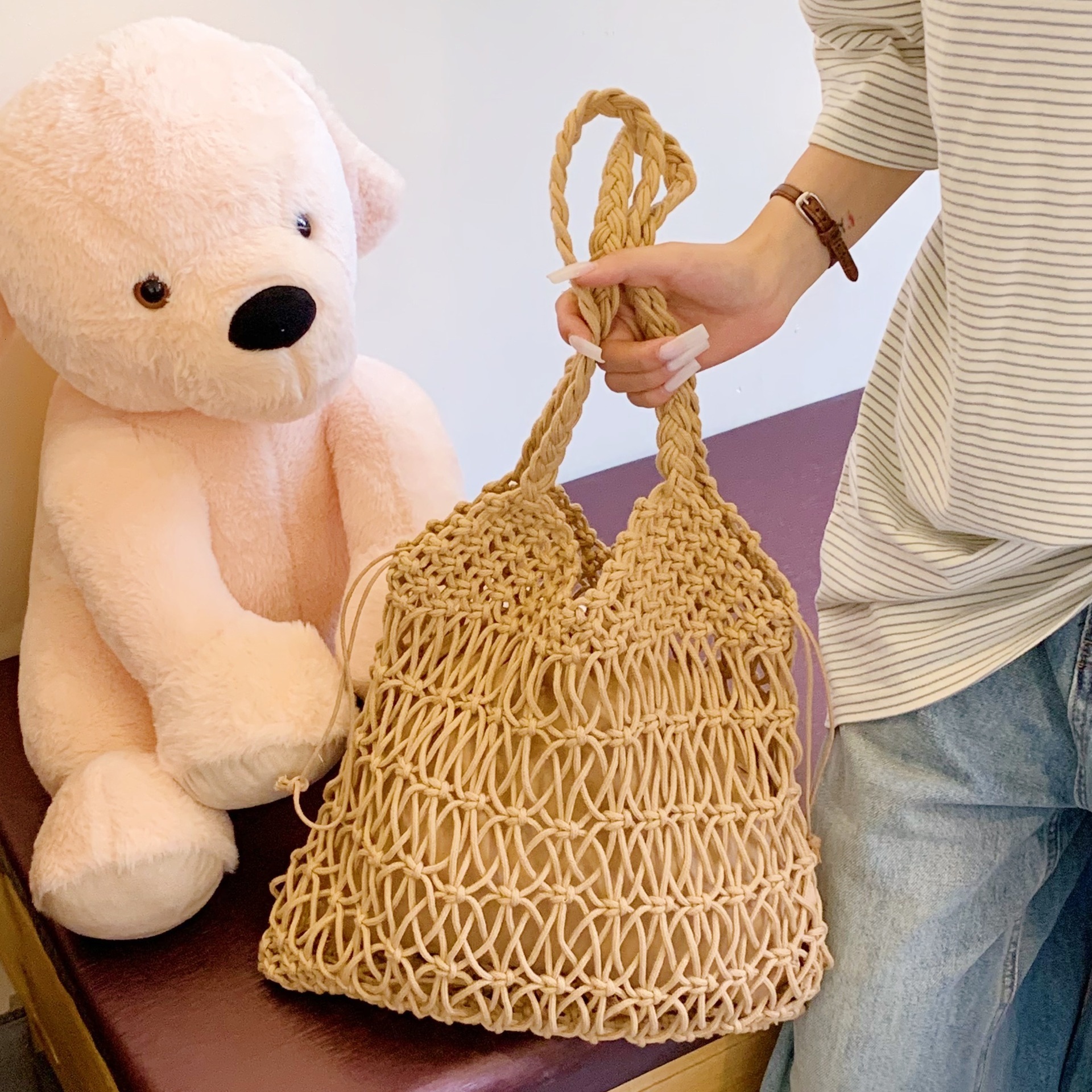 designer Handwoven Large Bag for Women 2025 New Beach Vacation Shoulder Bag Large Capacity Beach Straw Woven Hollow Bag