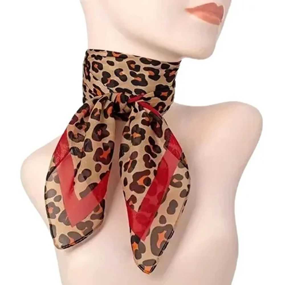 Summer Chiffon Leopard Print Square Scarf Woman Small Scarves Fashion Decorative Scarves Neckerchief Handkerchief 68*68cm W250602
