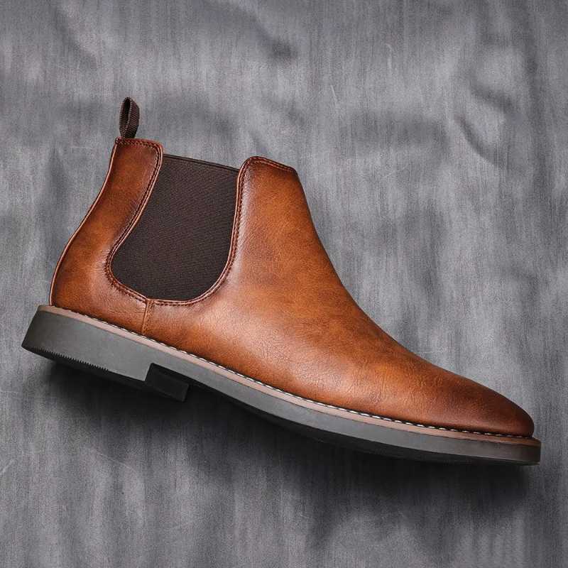 Mens Dress Boots Fashion Chelsea Boots Brand Business Casual Leather Boots British Style Short Boots for Men Ankle Boots Botas2024 XJ250602
