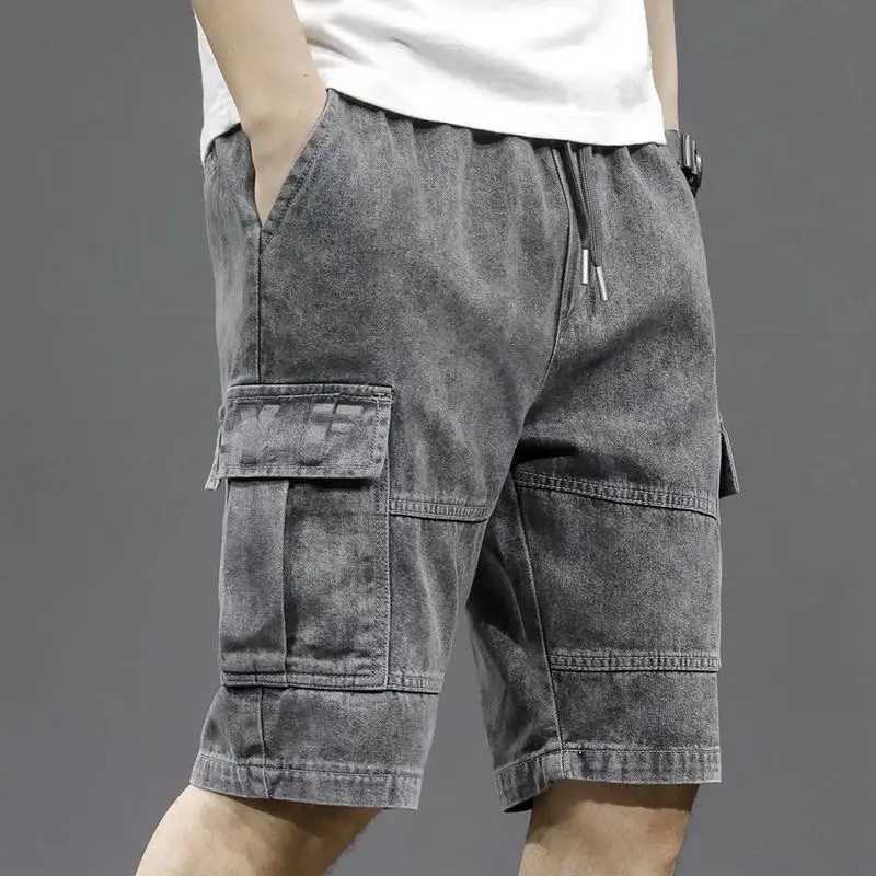 Mens Short Jeans Pants Straight Drawstring with Text Male Denim Shorts Cargo Sale Y2k Fashion Summer Thin Jorts Trend 2024 XL T250603