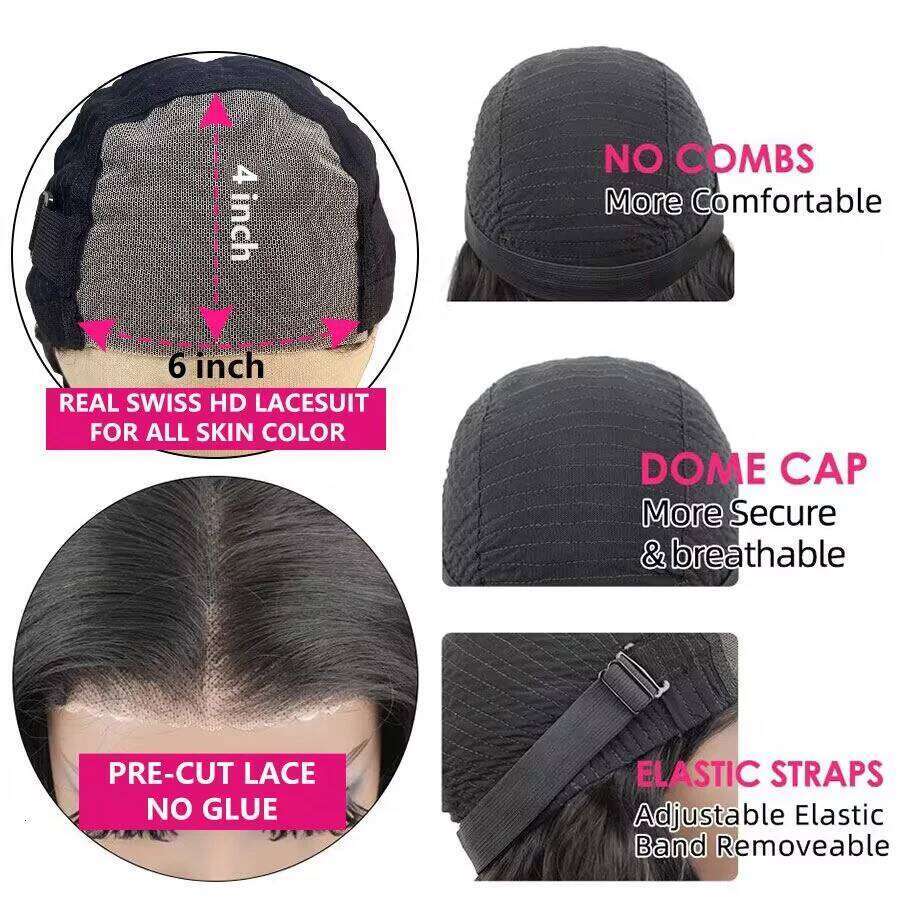 180% Bone Straight Glueless Human Hair Ready To Wear 6x4 5x5 Lace Closure Wig Pre Plucked MYLOCKME