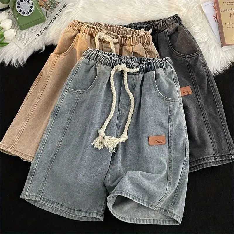 Drawstring Baggy Half Mens Short Jeans Pants Y2k Fashion Popular XL Designer Summer Vintage Original Blue Emo Male Denim Shorts T250603