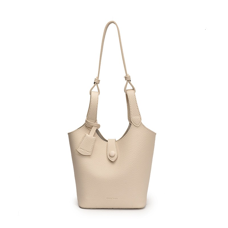 designer Korean Style Fashion Large Capacity Handheld Bucket Bag for Women 2025 Spring Summer New Litchi Texture Tote Shoulder Crossbody Bag