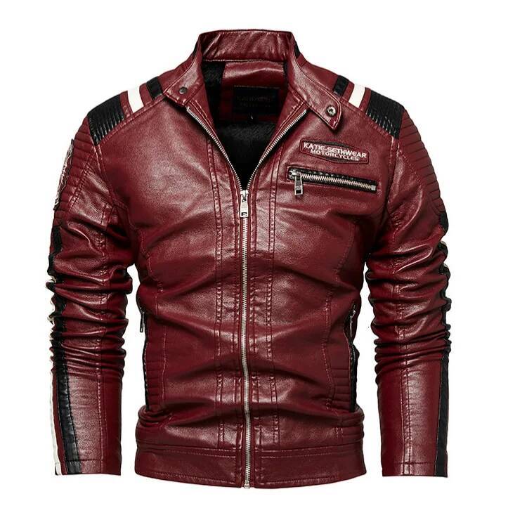 PU Blazers Fleece Thick Jackets Male Windproof Street Style Trend High Quality Men Brand New Leather Jacket