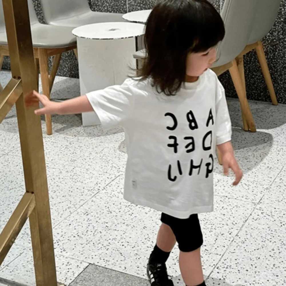 Summer pure cotton short-sleeved baby girl fashionable letter printing half-sleeved T-shirt for boys and girls T250603