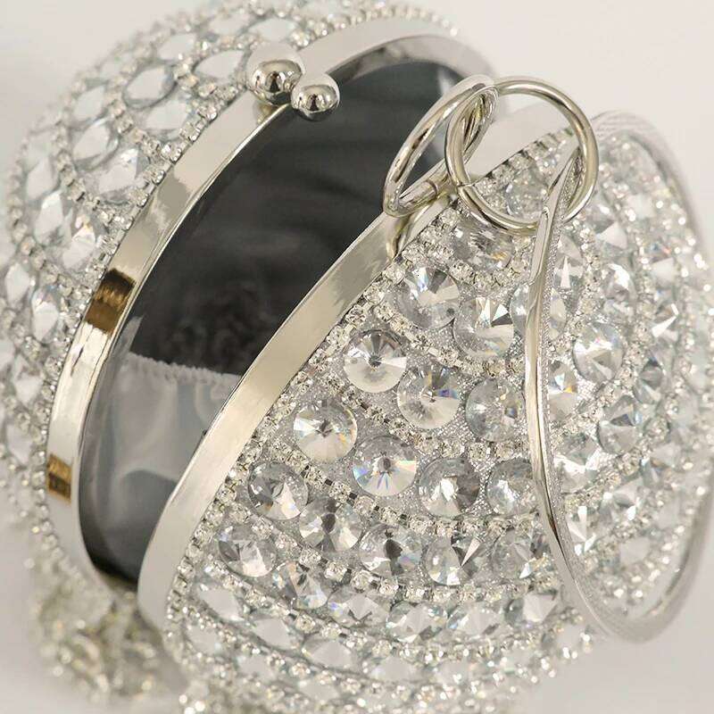 Crystal Tassels Circular Evening Bags Rhinestone Round Ball Handbags Elegant Clutch Purse Small Wedding Wallets