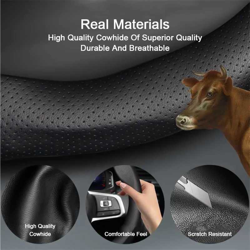 Non-Slip Carbon Fiber Leather Car Steering Wheel Cover For Honda Civic Accord Odyssey Fit CR-V HR-V Jazz City Breeze Jade Crider R250603