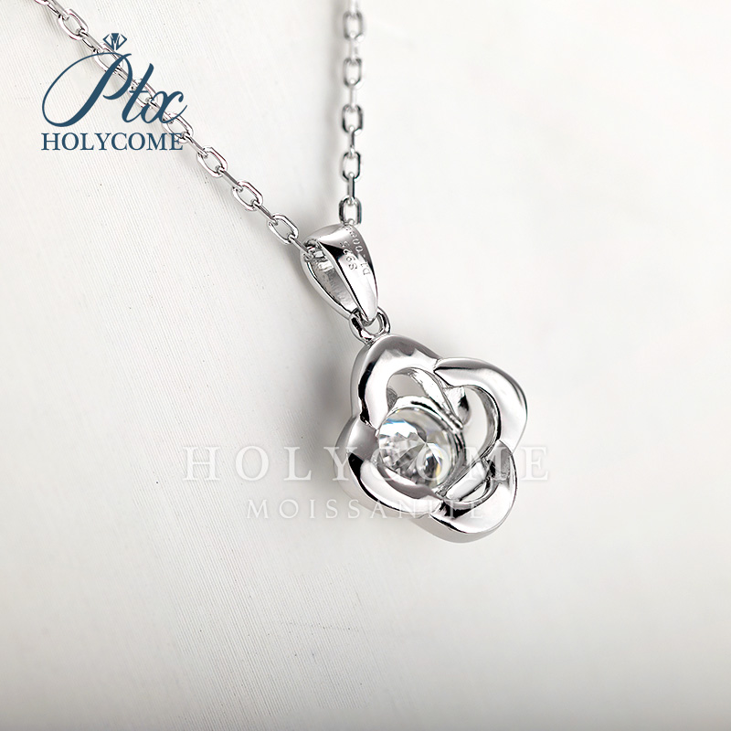 Eternal Classic 925 Sterling Silver Necklace Jewelry Four Leaf Clover 1CT GRA Certified Moissanite Diamond Pendant Necklaces for Women