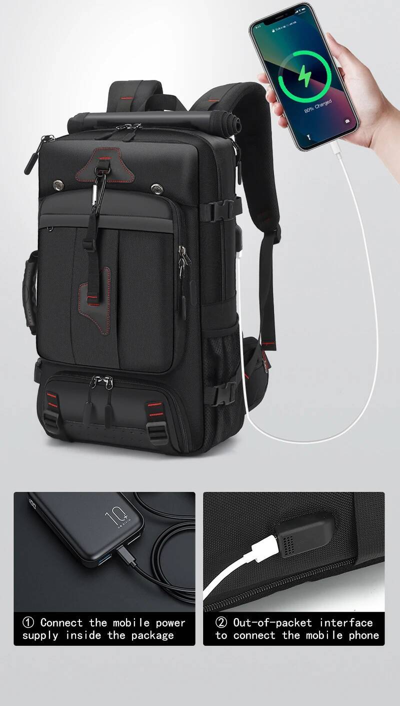 XOKY 80L Travel Large Capacity Multiple Storage Spaces Anti Theft Backpack with Dry Wet Separation 8106