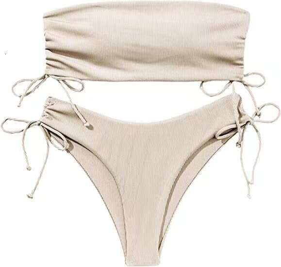 Swimsuit Designers Bikini Triangl Bikini Solid Color Strapless Bikini for Women Sexy Tight Tie Backless Hot Selling Two-piece Swimsuit New Product New
