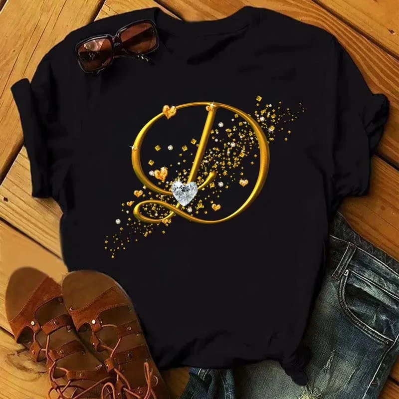 Cotton 100% New Watercolor Letter Fashion Women's Designer T-shirt Personality Design Sense Letter Short Sleeve Oversized T Shirt