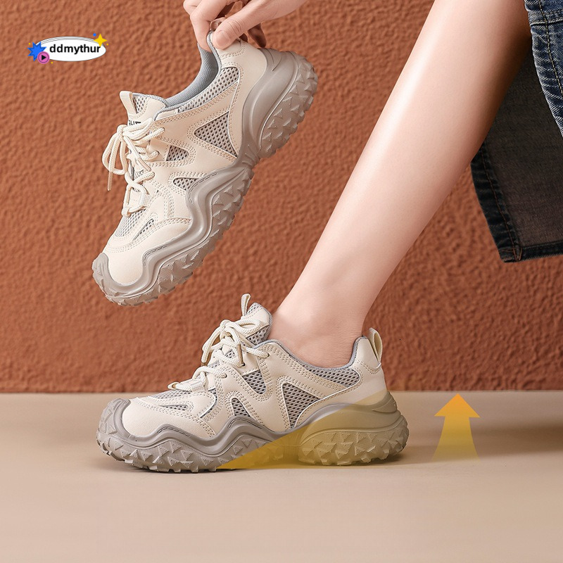 Lightweight Non-Slip Dad for Women, Mesh Breathable Chunky Cute Casual Shoes, Thick-Soled Sports Hiking Shoes ddmythur