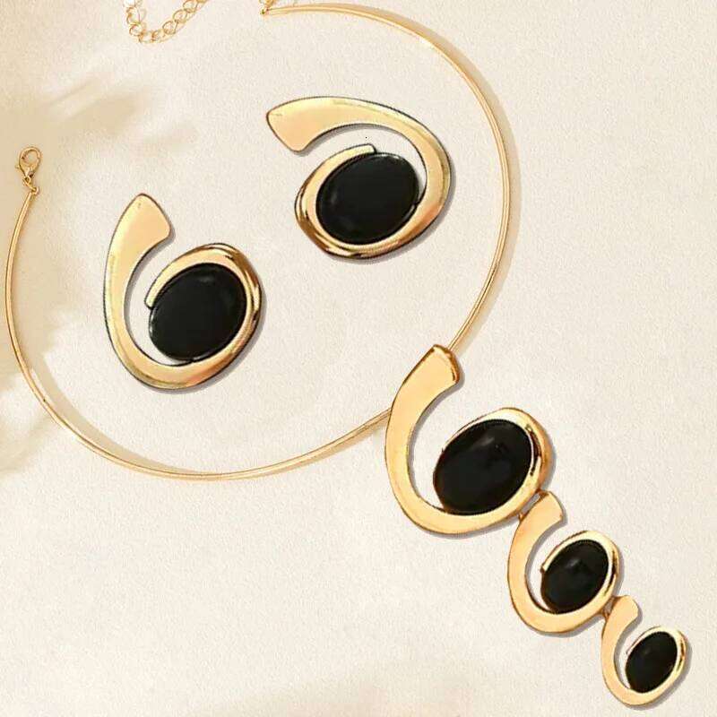 3Pc Fashion Exaggeration Multicolor Resin Trendy Collar Punk Unique Personality Earring Temperament Pendant Necklace Accessories