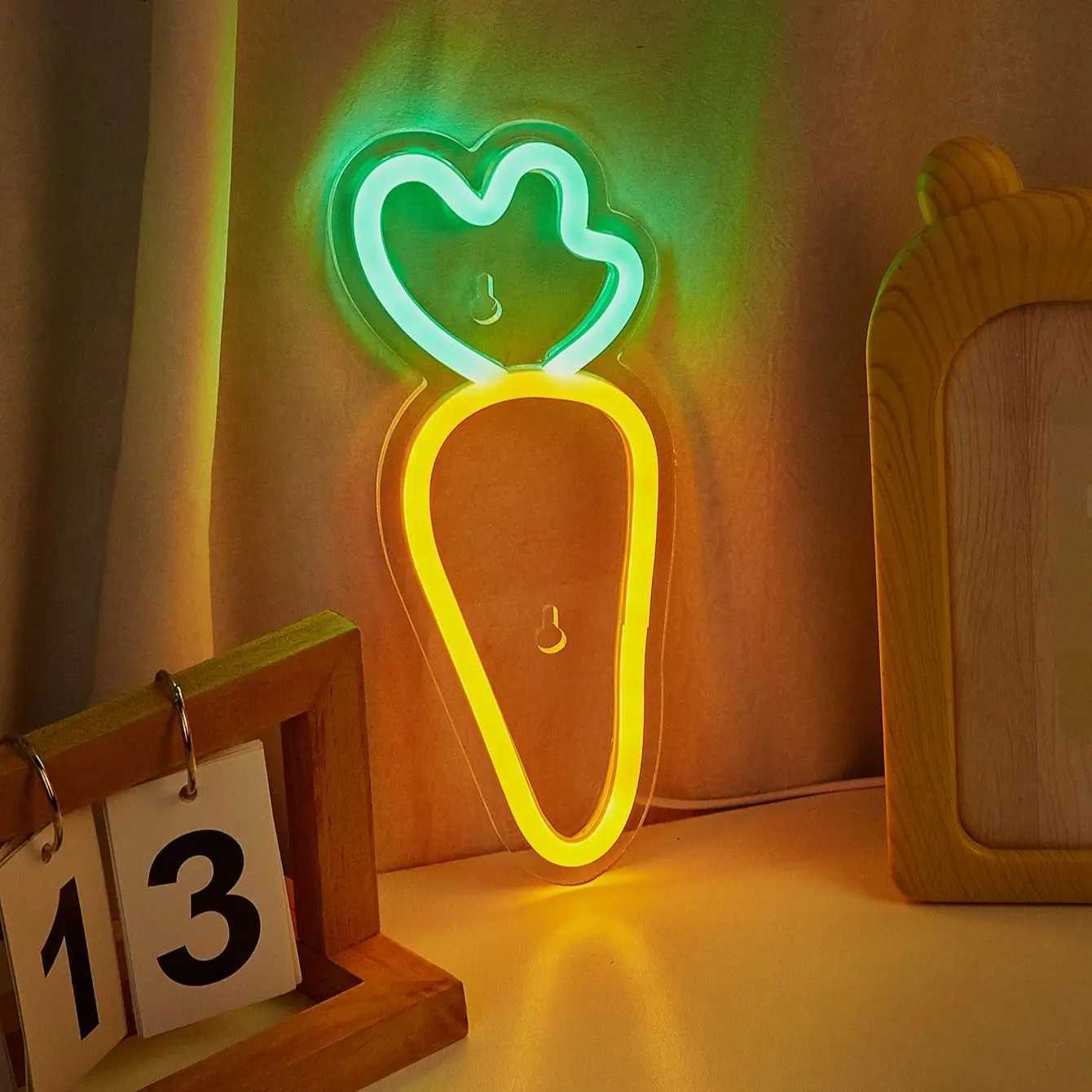 Chi-Buy 1PC Carrot Shape LED Neon Sign USB Powered For Bedroom Room Wall Decoration Neon Light Signs Suitable For Holiday XJ250602