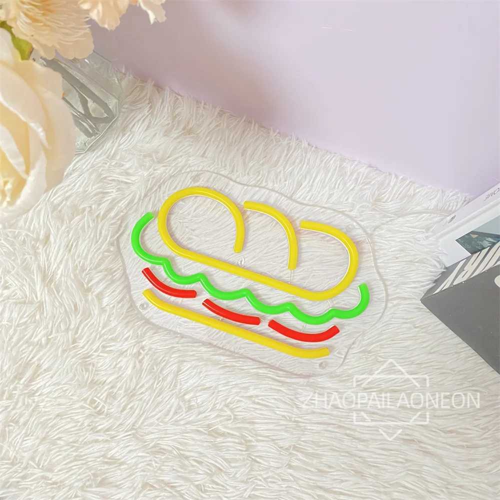 Signs Sand Neon Fast Food Neon Light Sign Restaurant Wall Decoration USB Neon Home Decor Shop Sign LED Lamp for Room Decor XJ250602