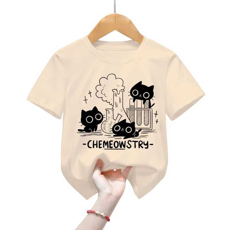 Chemistry Classic Childrens T-shirts Clothing Science Chemistry Children T-shirt Girls Boys T-shirt Cute Black Cat Kids T-shirt T250603