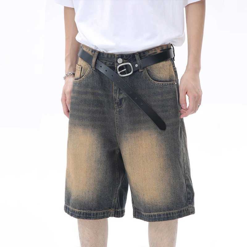 Men Designer Brand Casual Shorts Male Baggy Streetwear Knee Length Denim Short Pants Summer Fashion Daily Wide Leg Short Jeans T250603