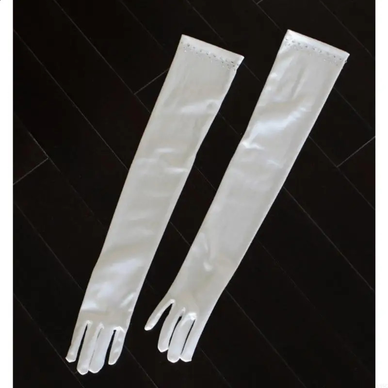 195C Wedding Crystal Gloves Prom Party Full Finger Gloves for Cosplay Operas Wear 250530