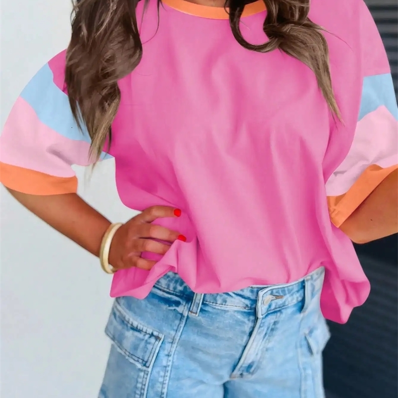 Plus Size 1XL5XL Pullover ONeck Half Sleeve Top European and American Casual Style Loose Tshirt Tees 250519
