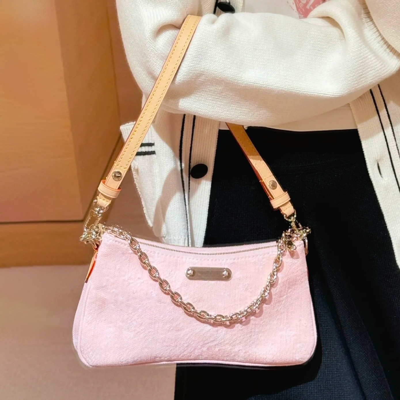 luxury pink designer bag shoulder bag pochette pink denim bag crossbody bag women flower underarm bag mini print purse fashion totes bag beach bag travel embossed bag