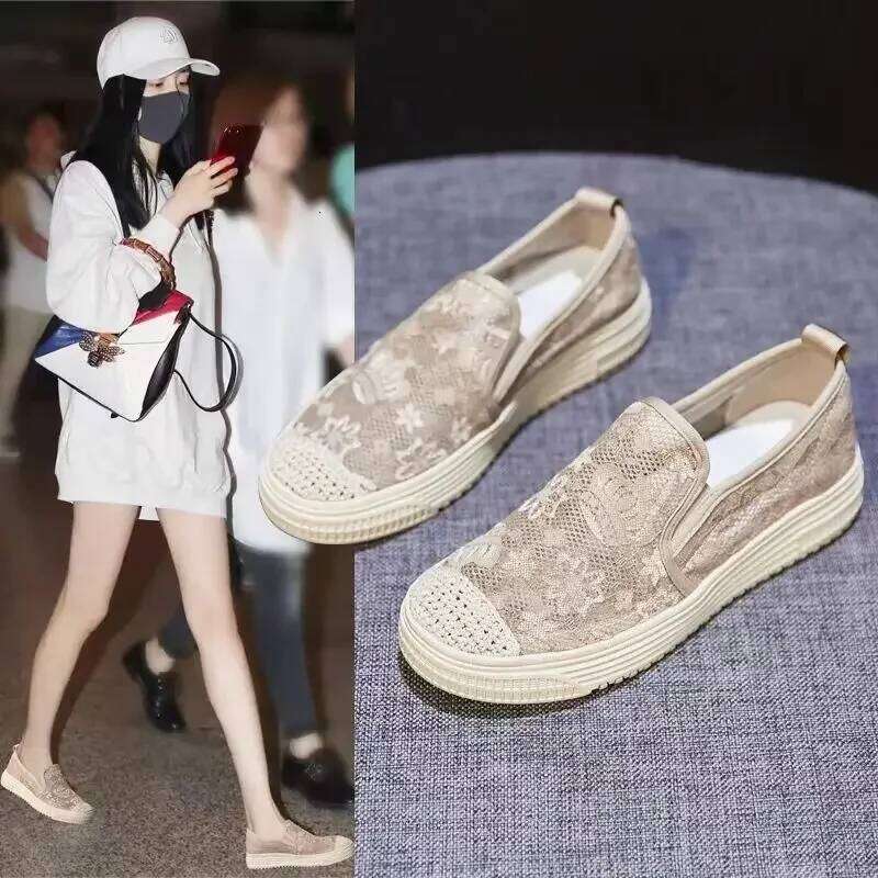 Flat Sneakers Athletic Women Footwear Mesh Breathable Canvas Low Black Ladies Shoes Sports Cotton Designer Sale 39 Korean A Shoe