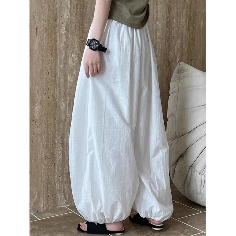 Oversized Bloomers Summer Elegant Fashion Women Lantern Pants Casual Loose Breathable Cotton Wide Leg Pants 250603