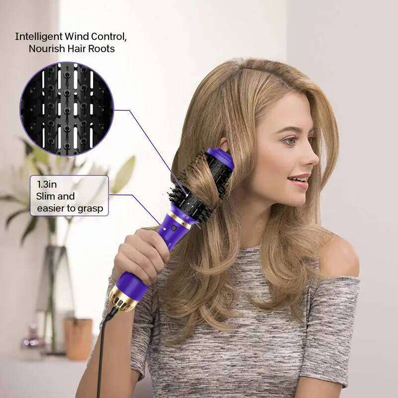 Hot Air Brush 1000W Hair Dryer Comb Electric Blower In1 Curling Iron One Step 3 Gears Roller and Straightener Styling Tool