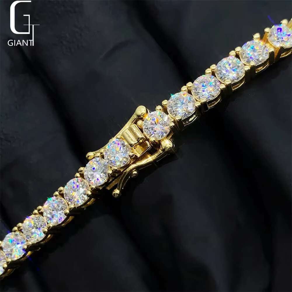 NEW TREND HIP HOP Jewelry 925 Sterling Silver VVS Moissanite 3mm Tennis Link Chain Necklace Bracelet Diamond Link Chian Jewelry