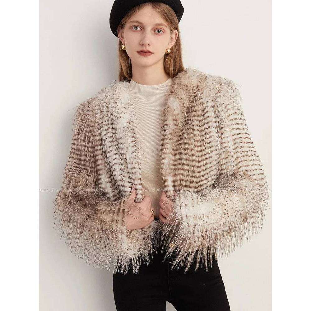 Faux Korean Style Women's Short Winter Fake Cropped Fluffy Jacket Artificial Fur Coat