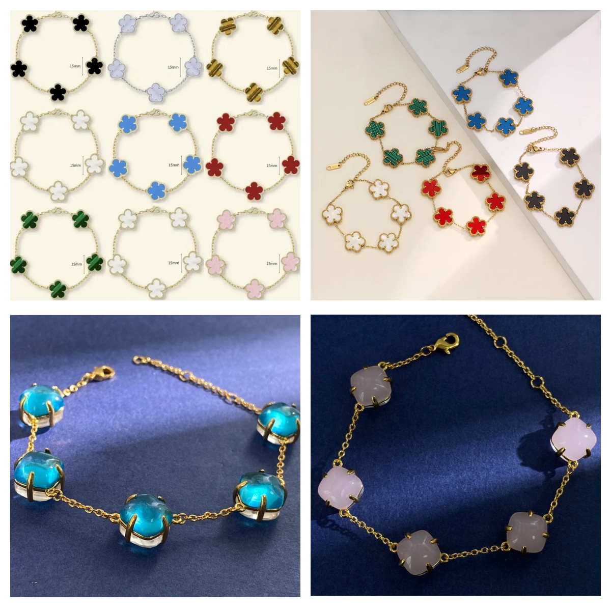 Designer 18K Gold Plated Clover Bracelets Classic Fashion Classic Charm Jewelry leaf Clover Elegant Mother-of-Pearl Cute Bracelets Gifts For Women