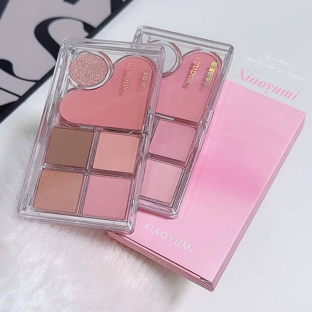 Light and integrated tray matte pearl tender pink makeup pure desire style six-color eye shadow