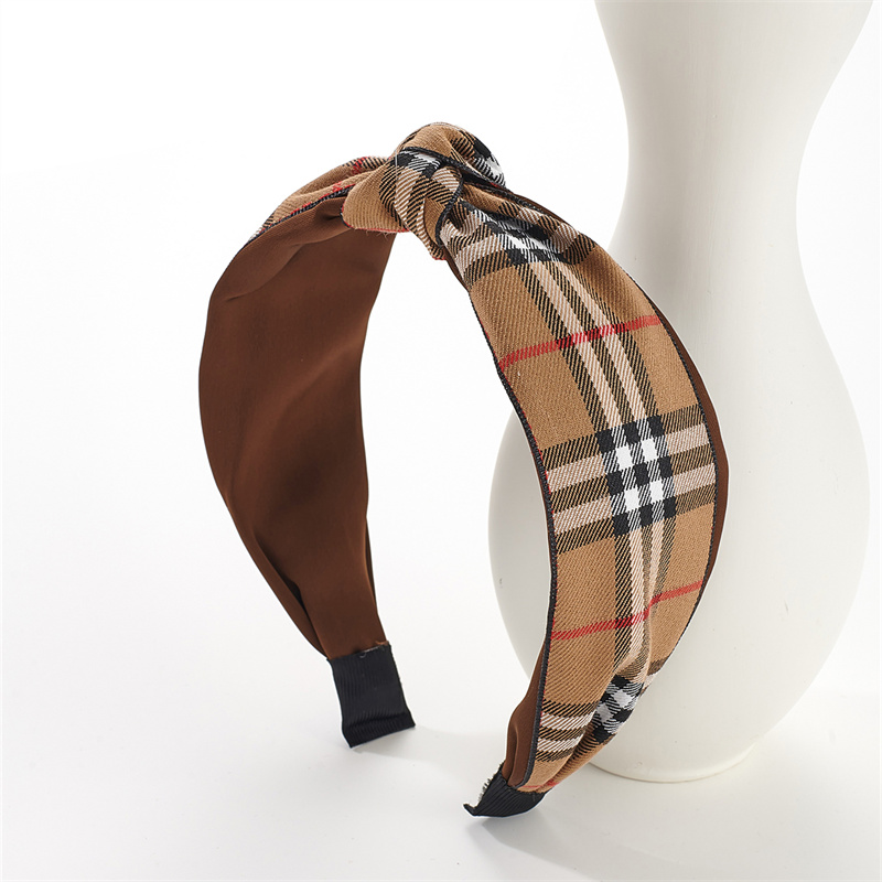 2025 retro college style temperament England plaid versatile temperament Yankee milk curry hairpin headband hair accessories female