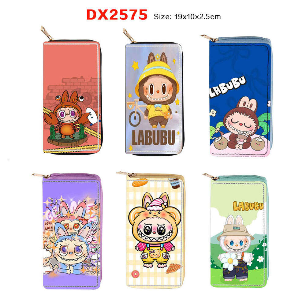 JIT Yiwu Warehouse Labubu PU Long Zipper 2575 Digital Print Wallet D Style